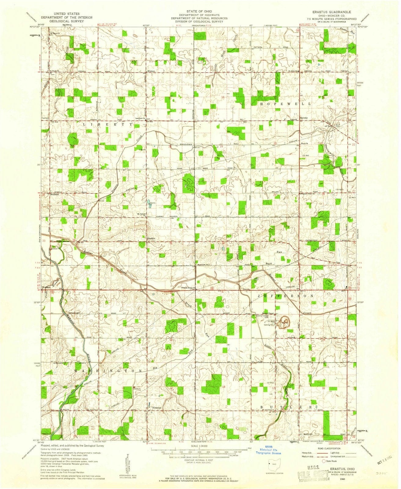 1960 Erastus, OH - Ohio - USGS Topographic Map