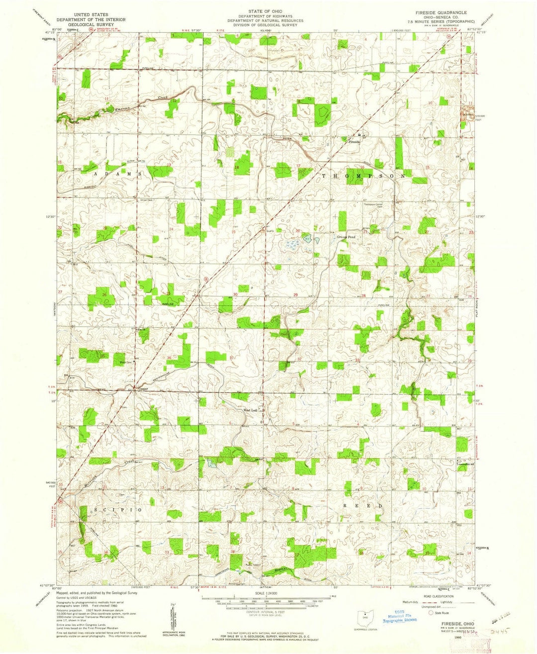 1960 Fireside, OH - Ohio - USGS Topographic Map