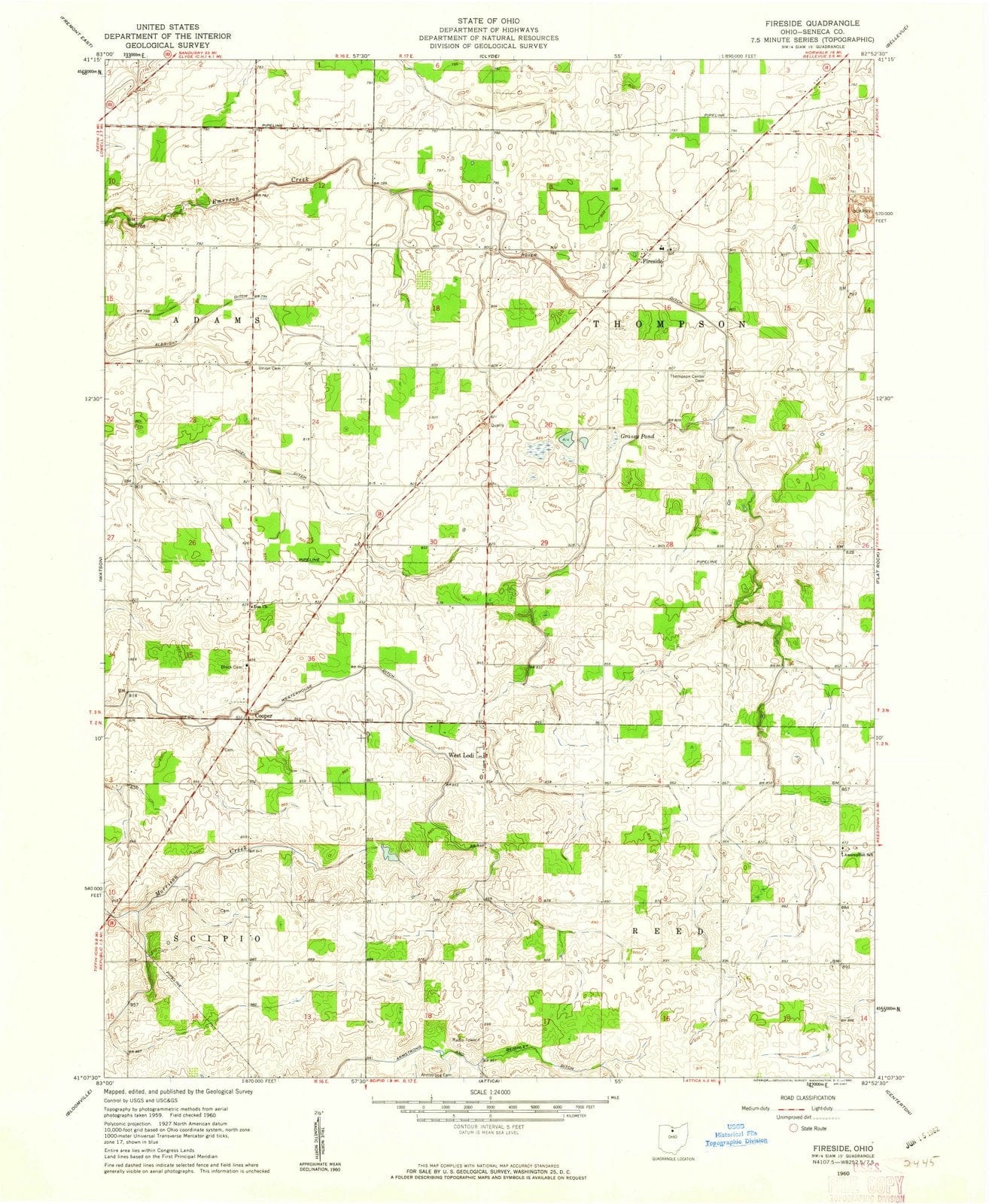 1960 Fireside, OH - Ohio - USGS Topographic Map