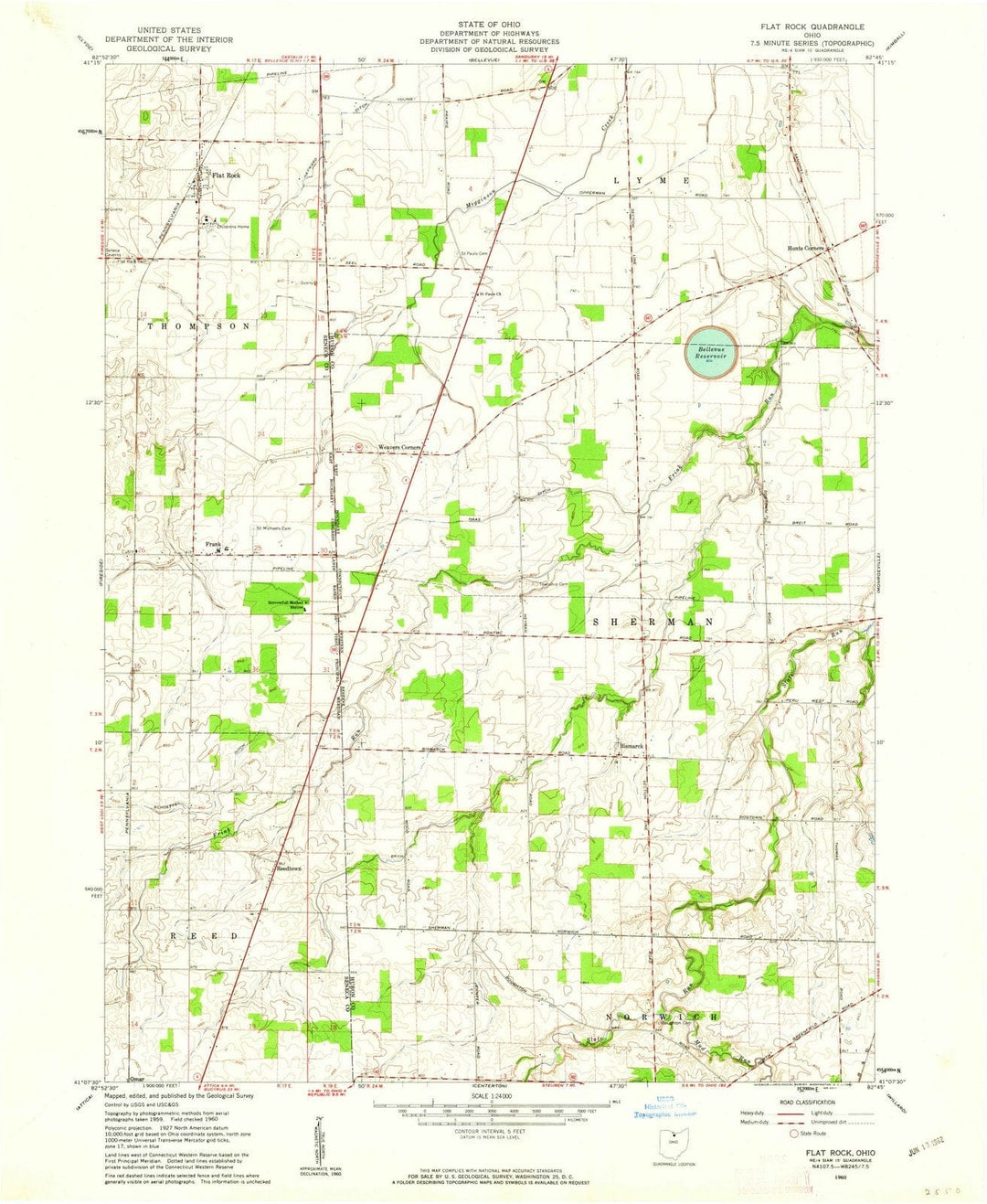 1960 Flat Rock, OH - Ohio - USGS Topographic Map