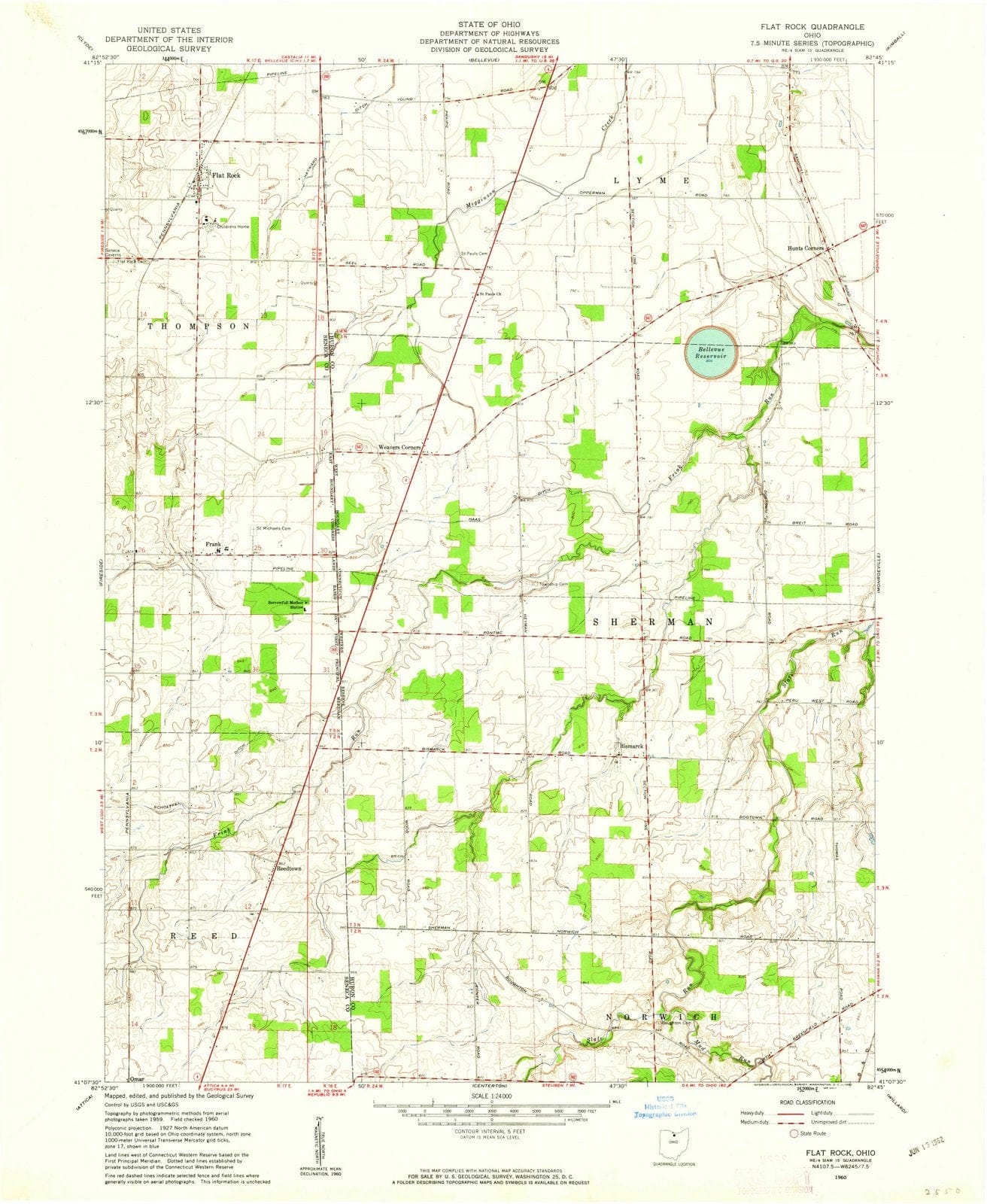 1960 Flat Rock, OH - Ohio - USGS Topographic Map