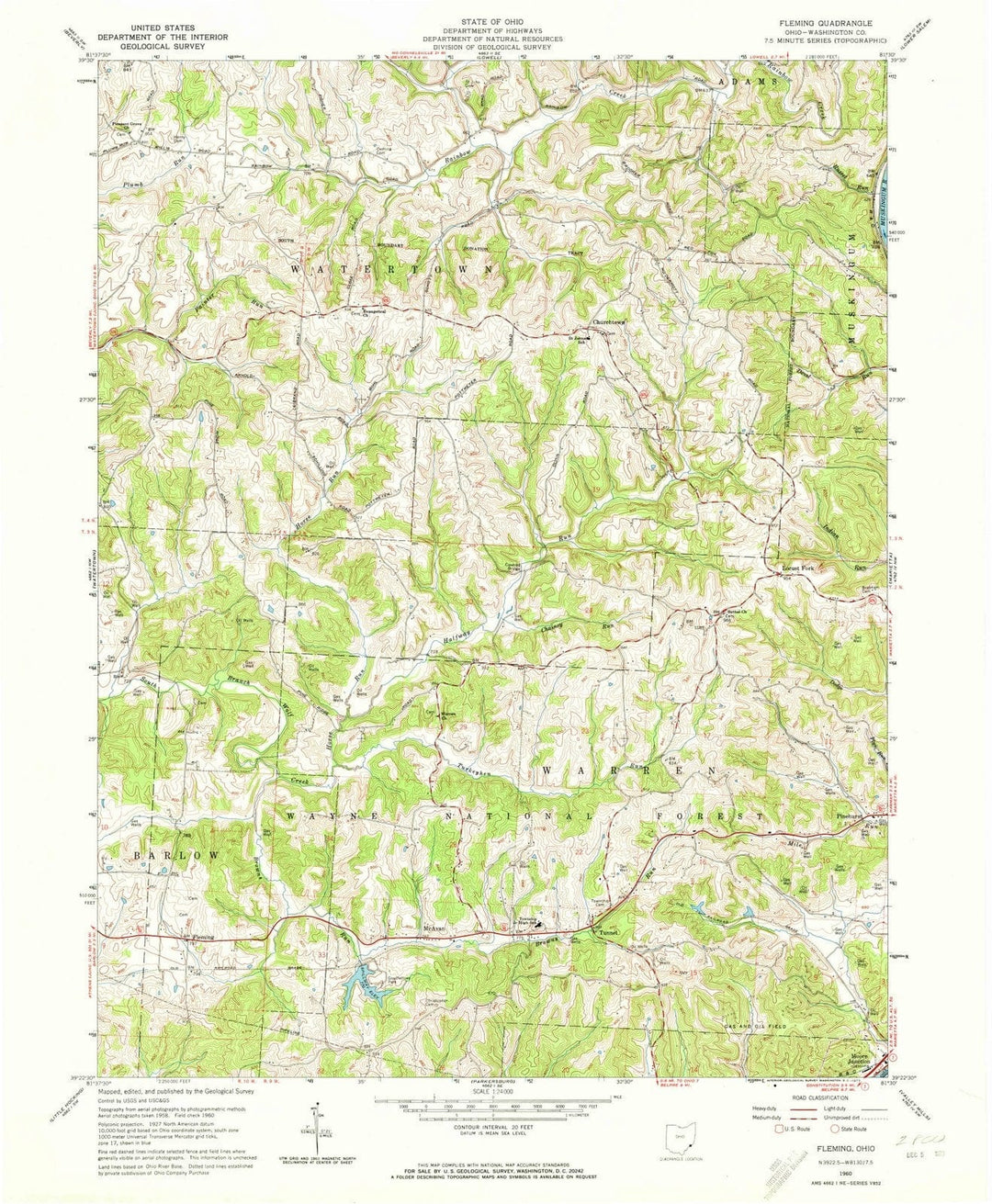1960 Fleming, OH - Ohio - USGS Topographic Map