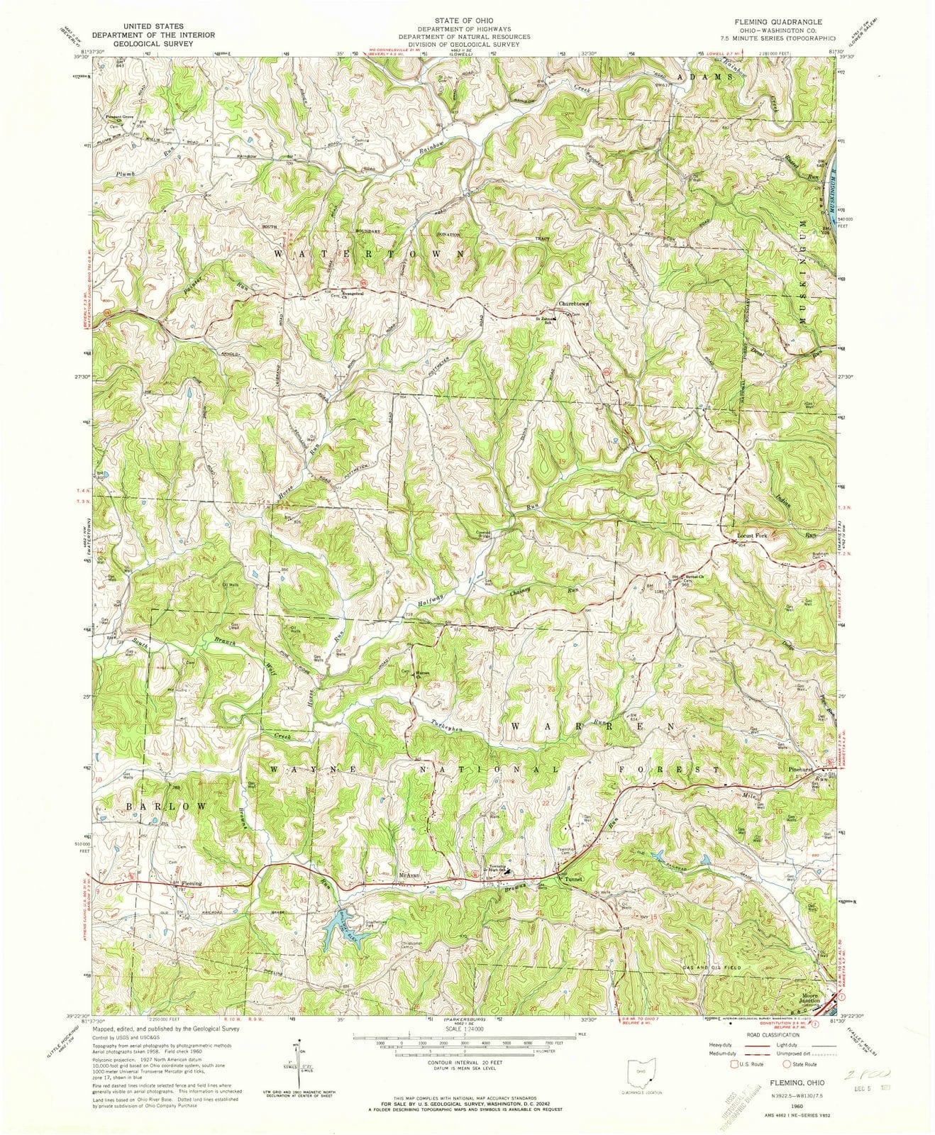 1960 Fleming, OH - Ohio - USGS Topographic Map