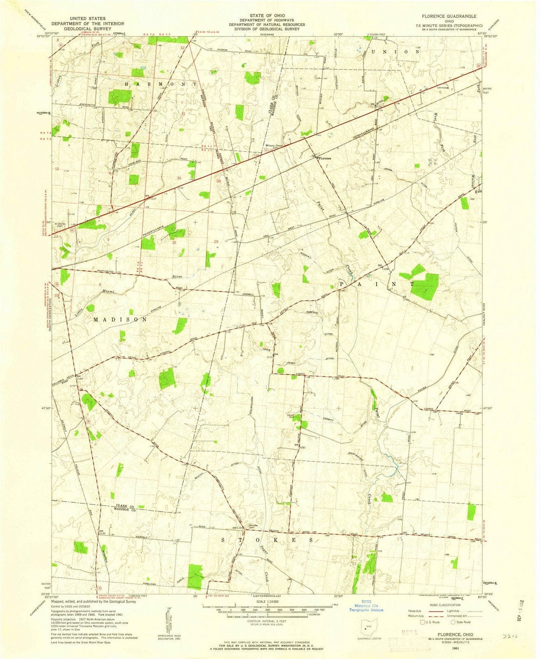 1961 Florence, OH - Ohio - USGS Topographic Map
