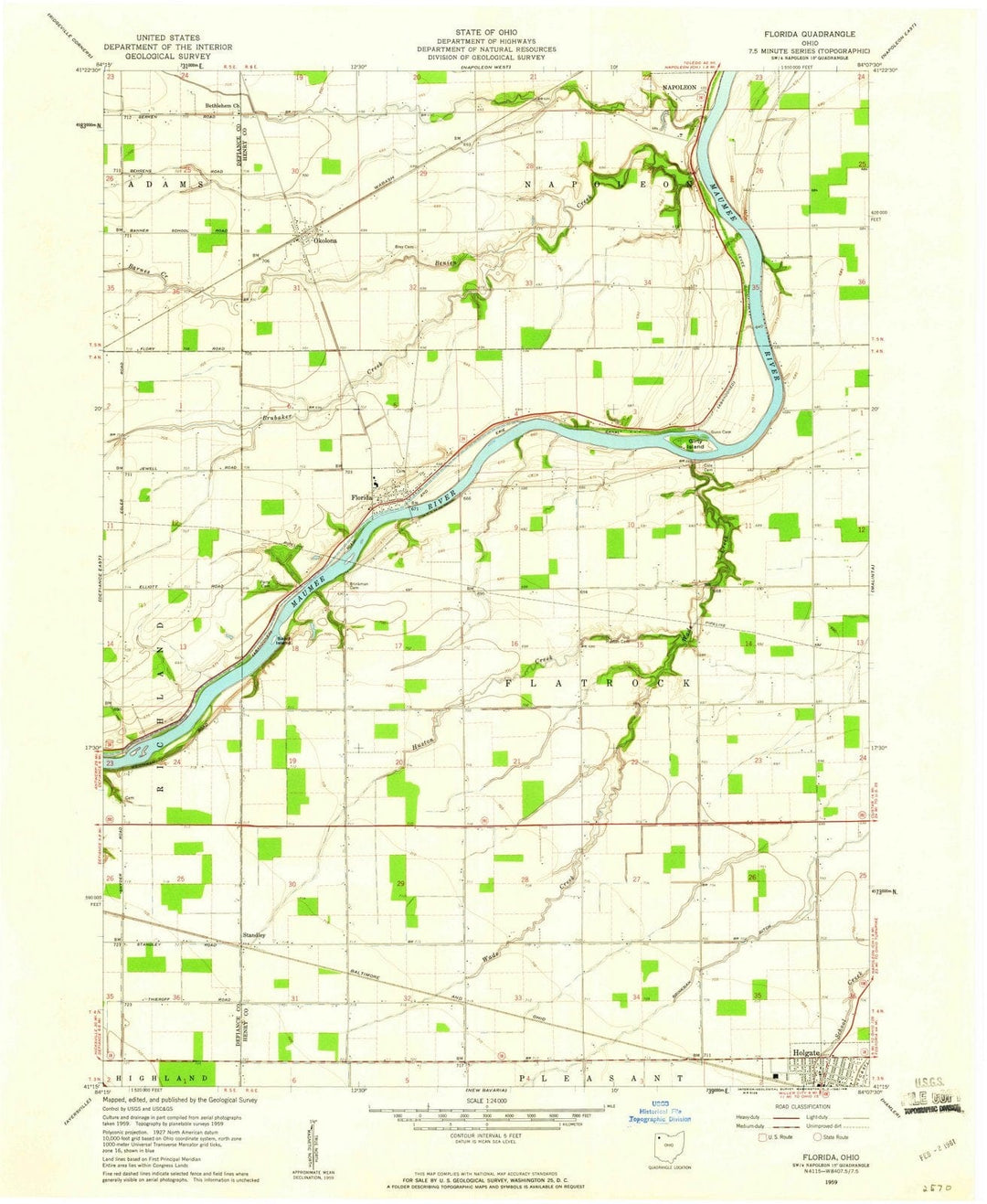 1959 Florida, OH - Ohio - USGS Topographic Map
