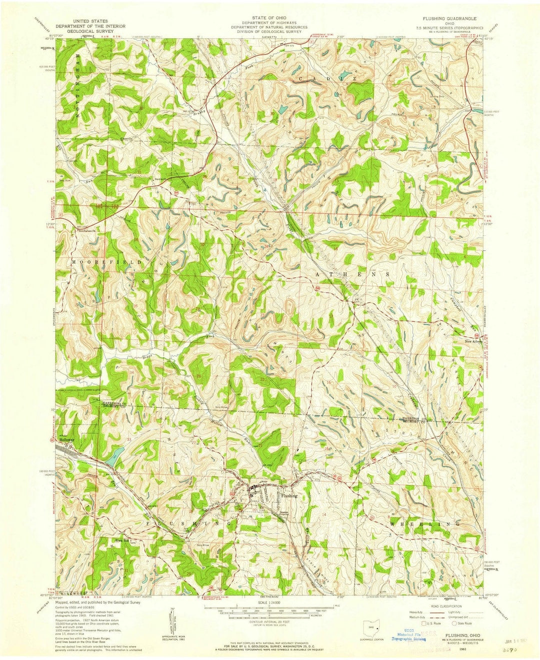 1961 Flushing, OH - Ohio - USGS Topographic Map