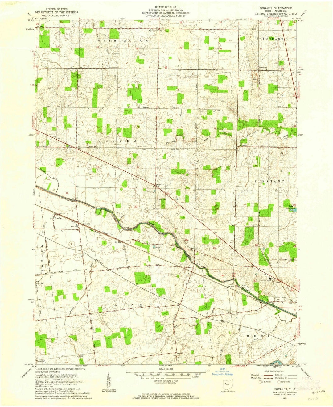 1961 Foraker, OH - Ohio - USGS Topographic Map