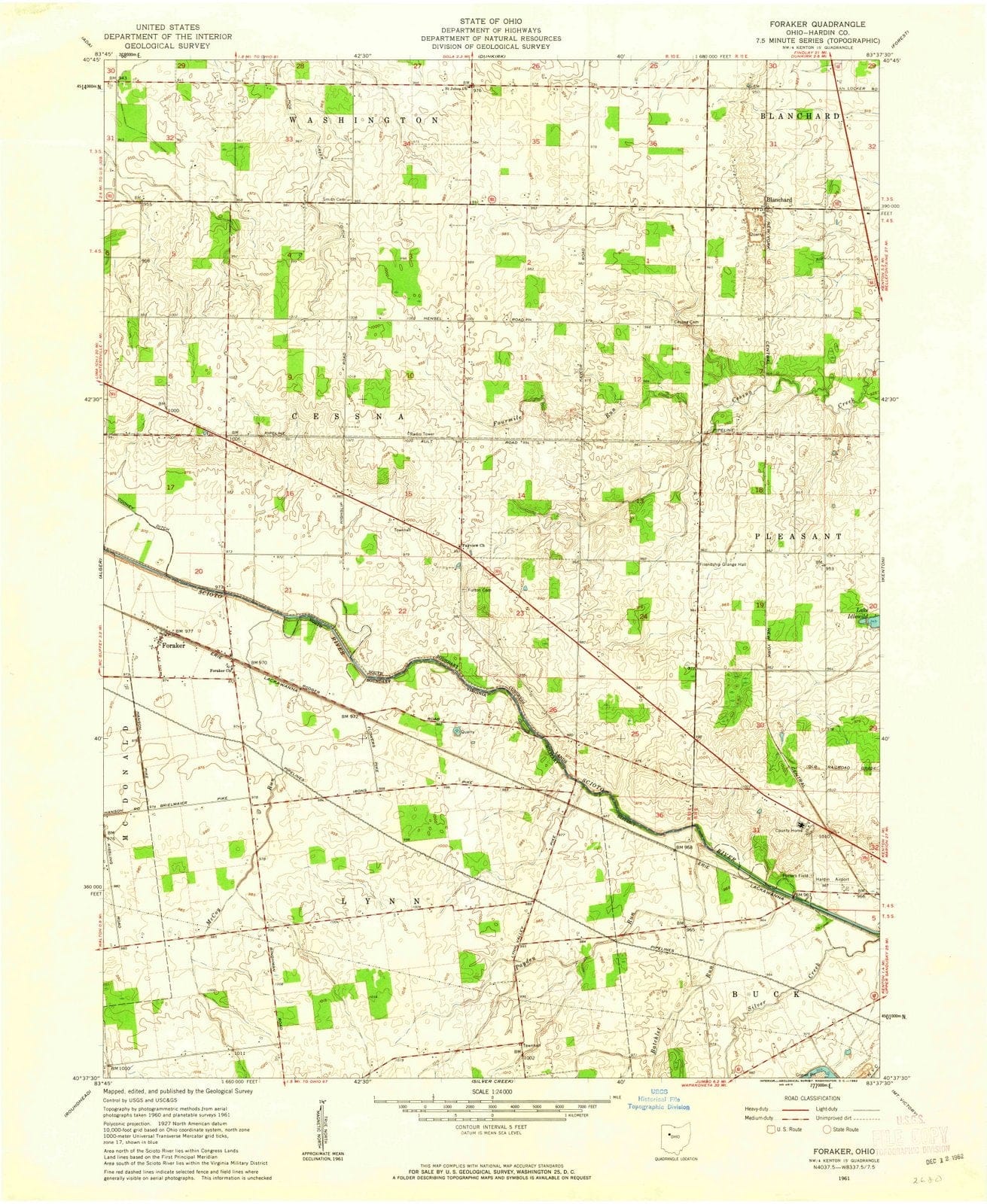 1961 Foraker, OH - Ohio - USGS Topographic Map