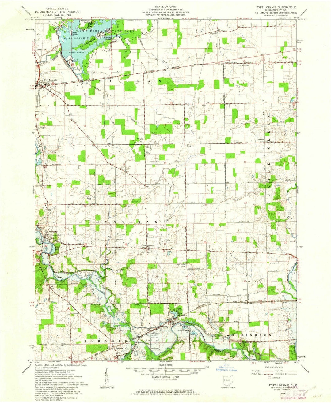 1961 Fort Loramie, OH - Ohio - USGS Topographic Map