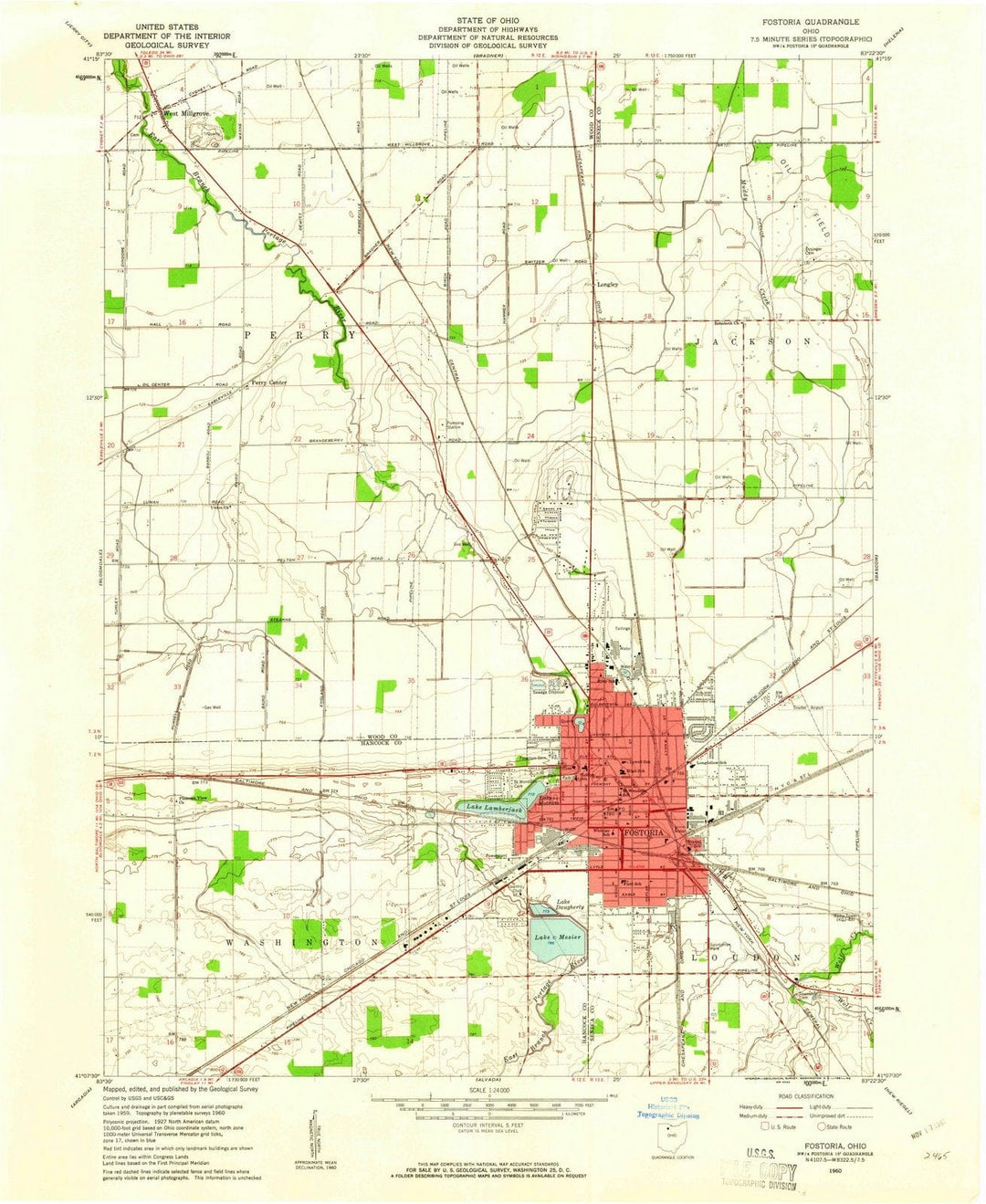 1960 Fostoria, OH - Ohio - USGS Topographic Map