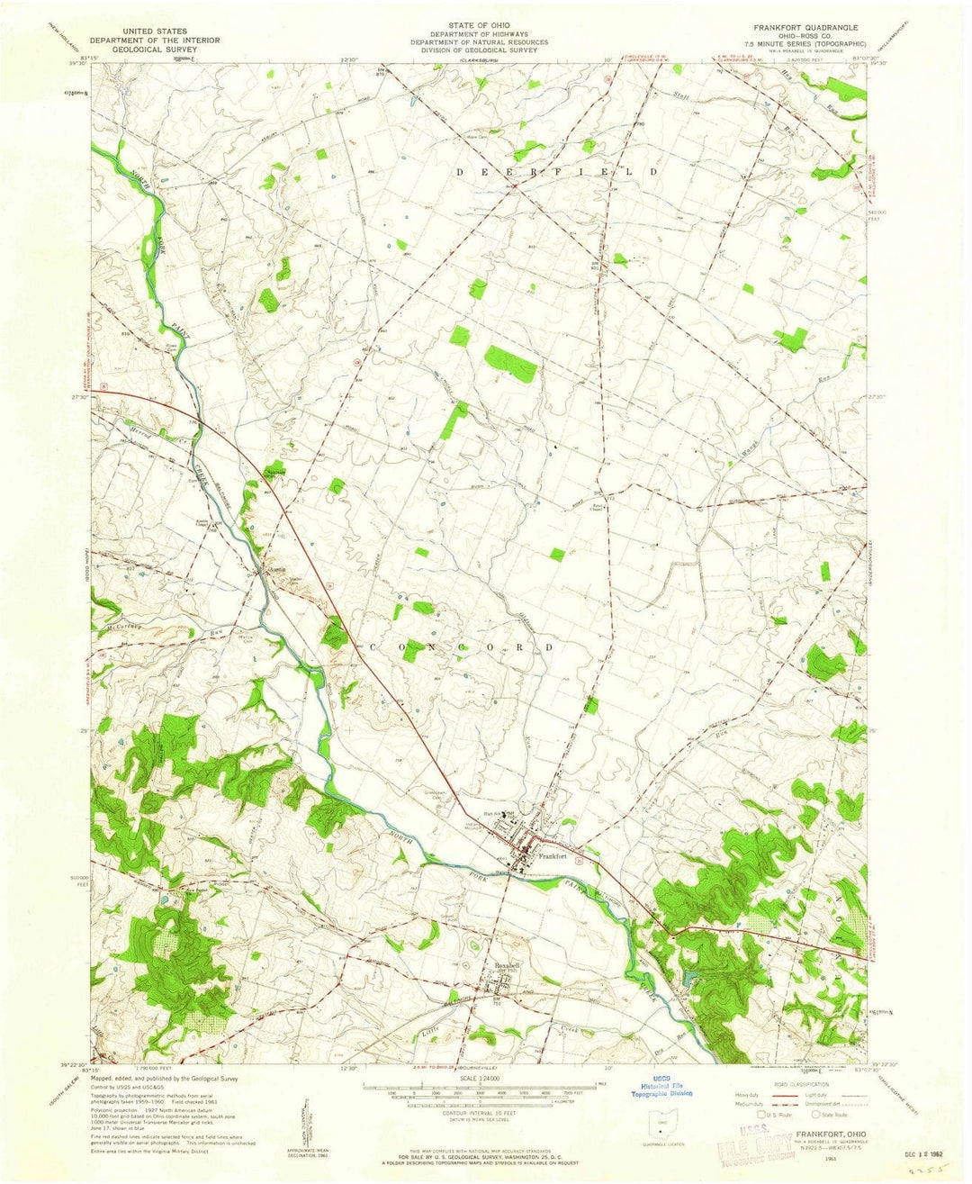 1961 Frankfort, OH - Ohio - USGS Topographic Map