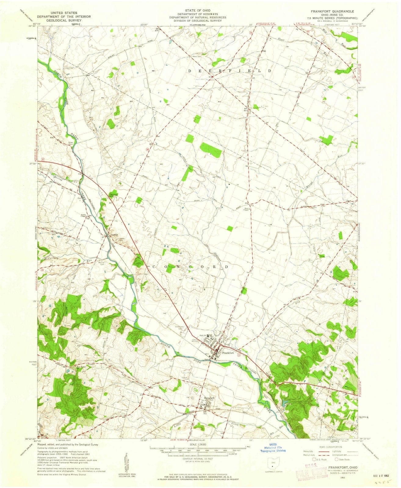 1961 Frankfort, OH - Ohio - USGS Topographic Map