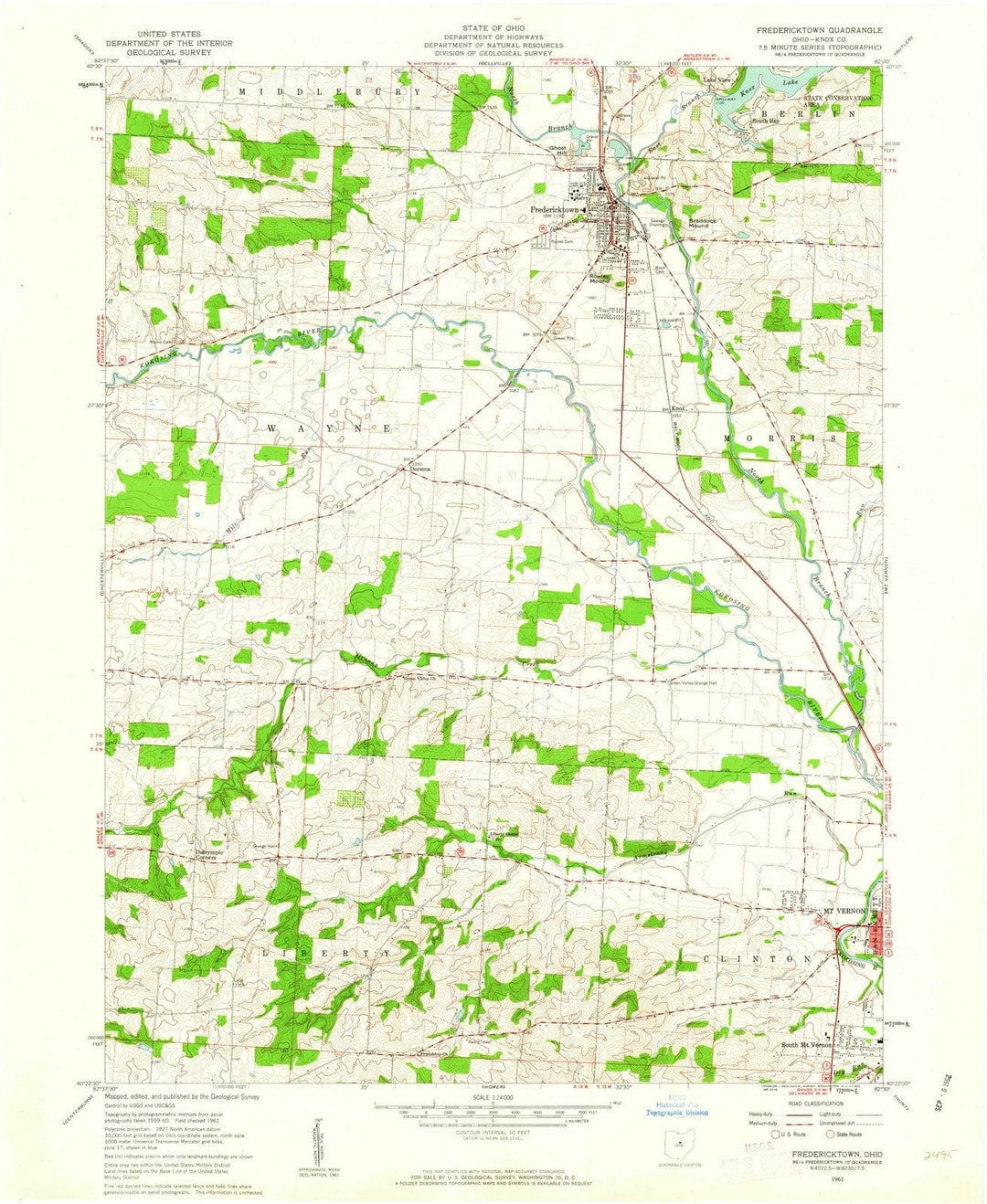 1961 Fredericktown, OH - Ohio - USGS Topographic Map