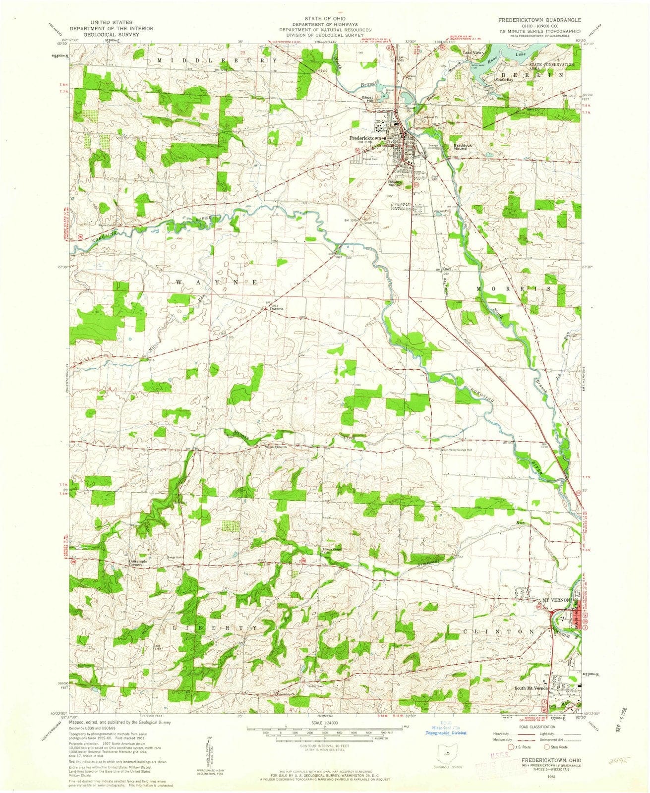 1961 Fredericktown, OH - Ohio - USGS Topographic Map