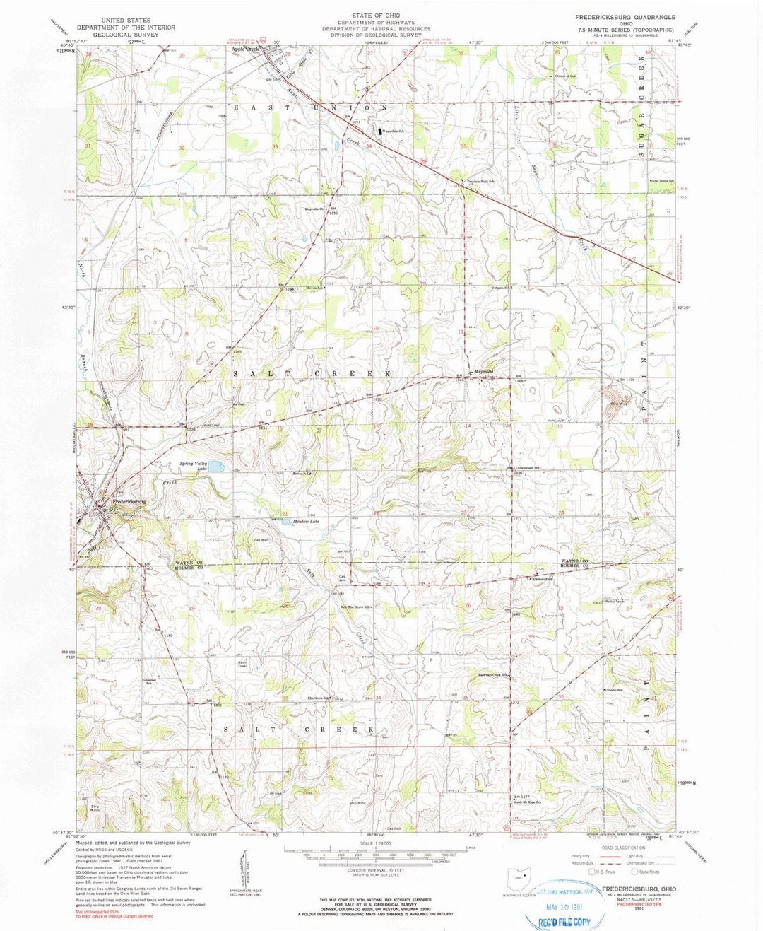 1961 Fredricksburg, OH - Ohio - USGS Topographic Map