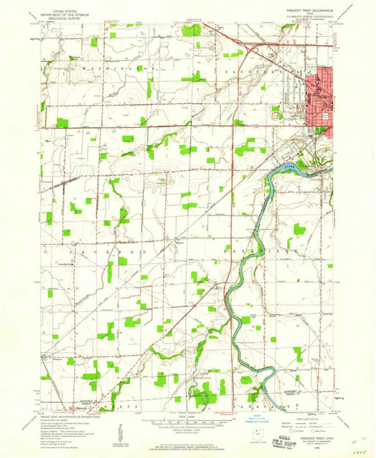 1958 Fremont West, OH - Ohio - USGS Topographic Map