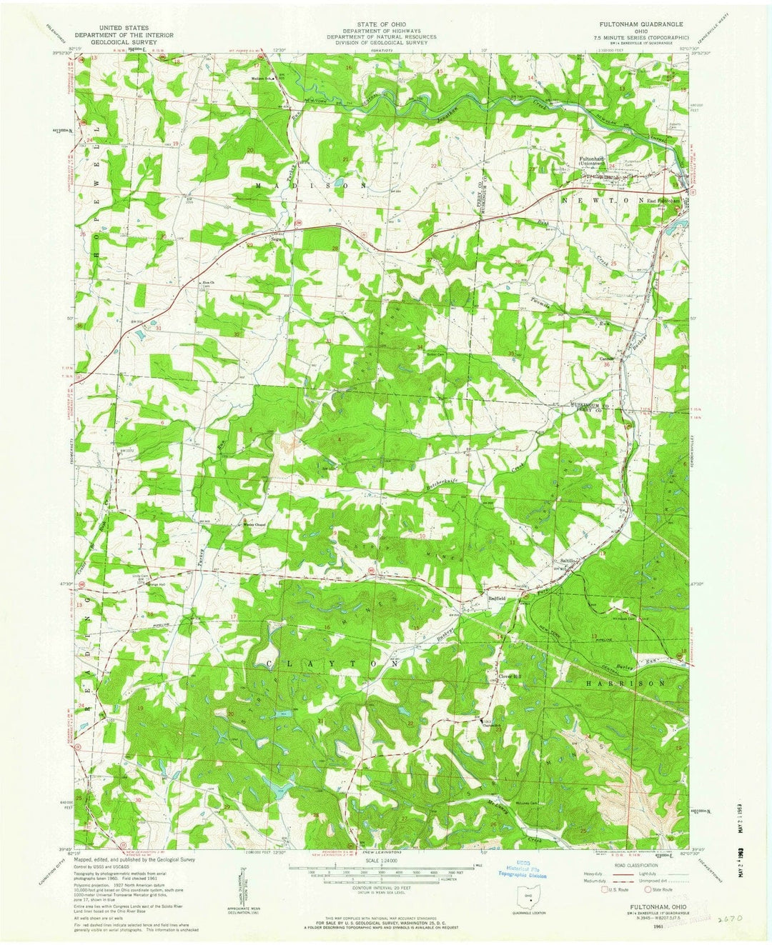 1961 Fultonham, OH - Ohio - USGS Topographic Map