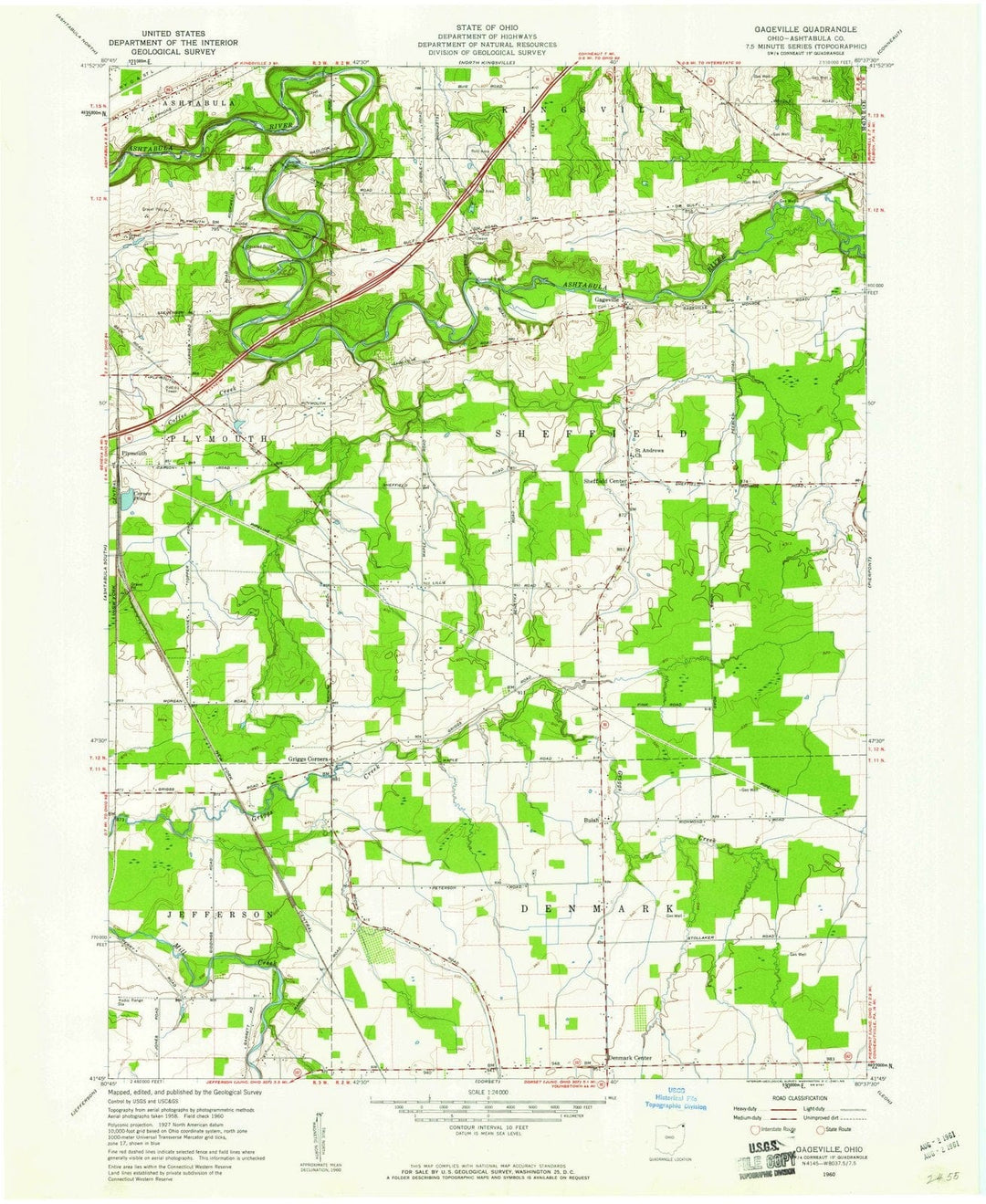 1960 Gageville, OH - Ohio - USGS Topographic Map