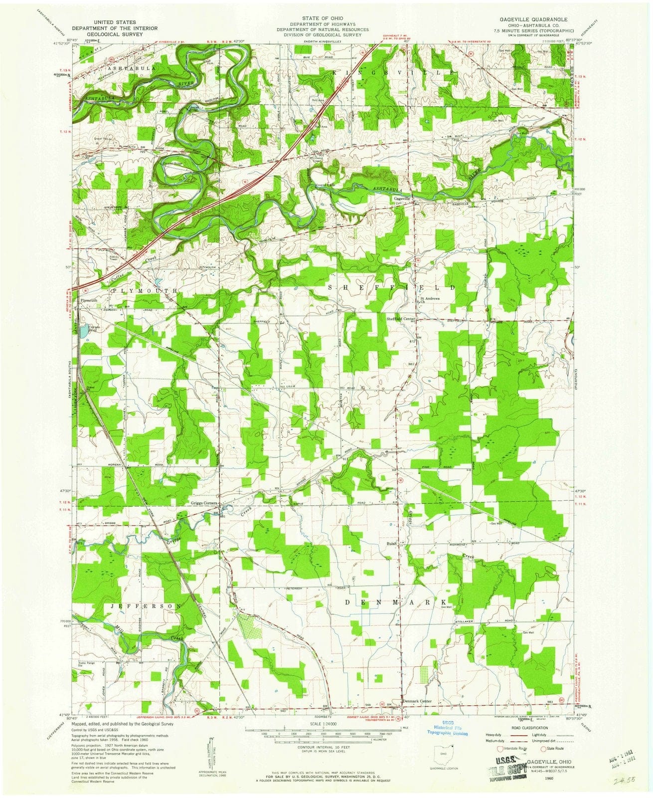 1960 Gageville, OH - Ohio - USGS Topographic Map
