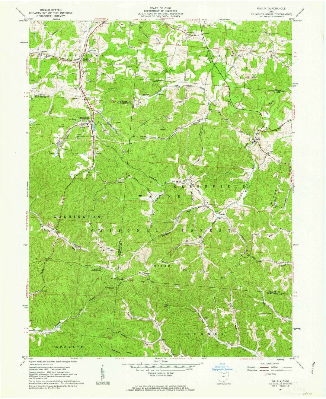 1961 Gallia, OH - Ohio - USGS Topographic Map
