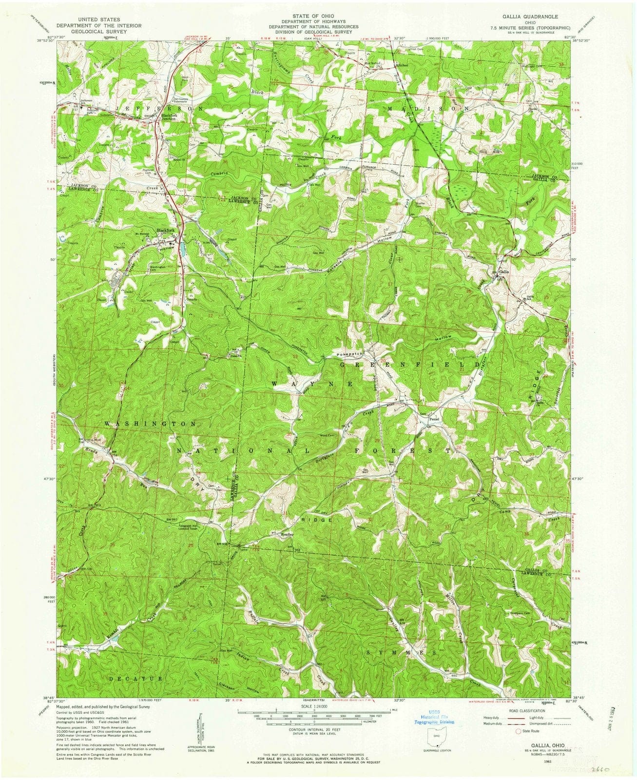 1961 Gallia, OH - Ohio - USGS Topographic Map