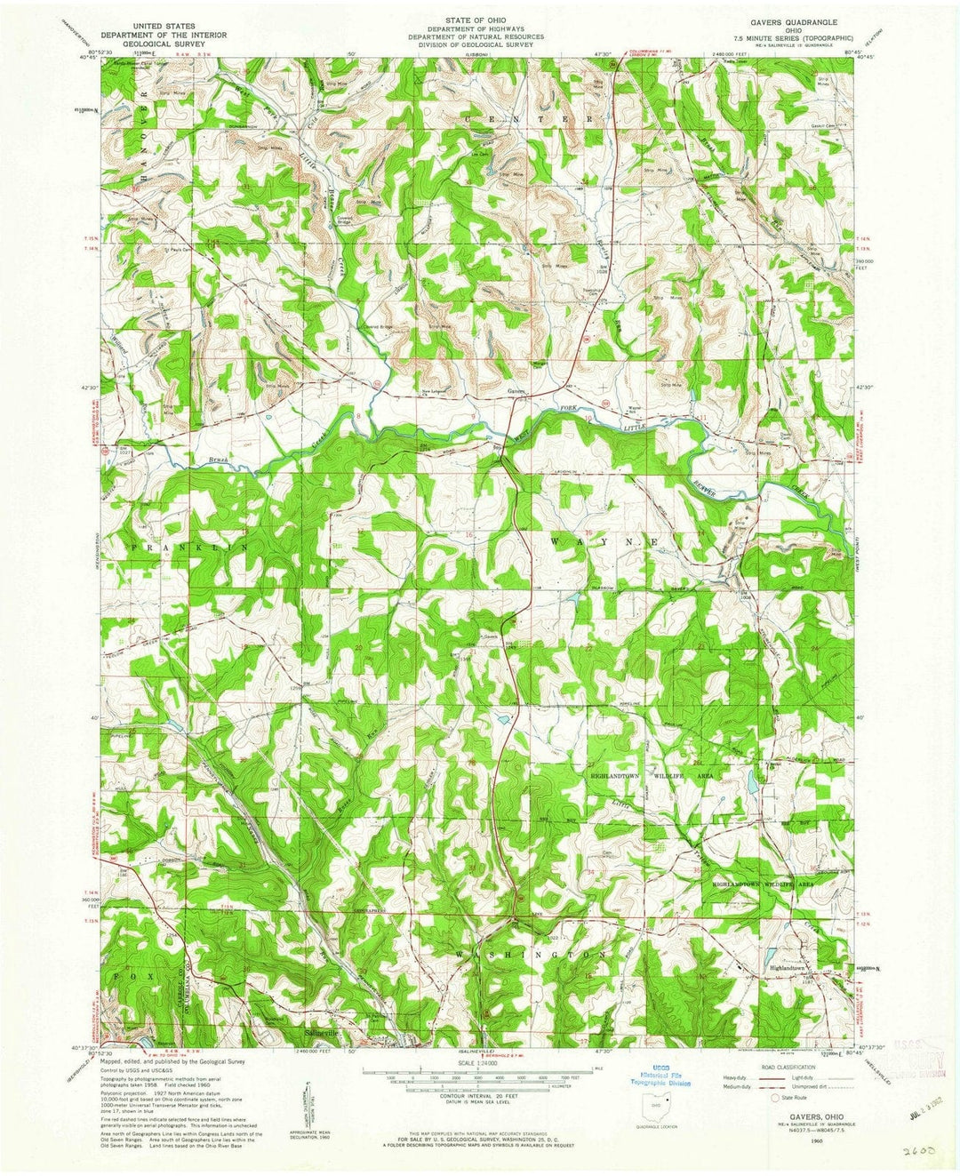 1960 Gavers, OH - Ohio - USGS Topographic Map