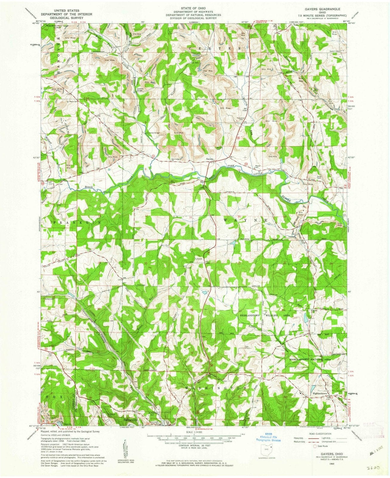 1960 Gavers, OH - Ohio - USGS Topographic Map