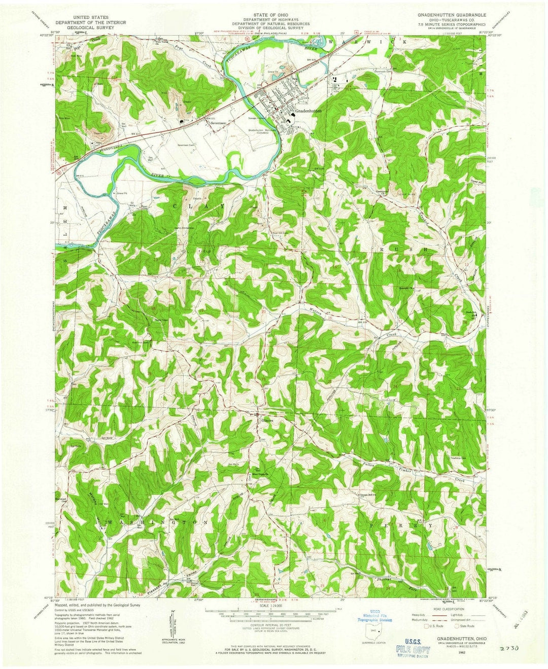 1962 Gnadenhutten, OH - Ohio - USGS Topographic Map