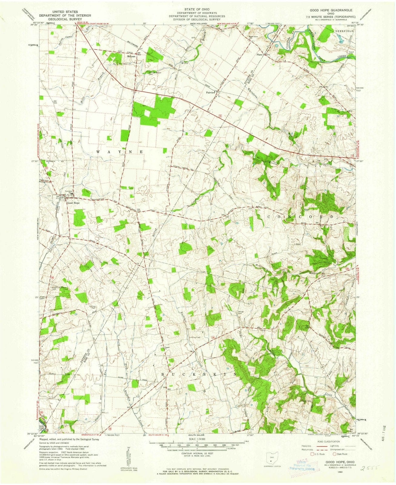 1960 Good Hope, OH - Ohio - USGS Topographic Map