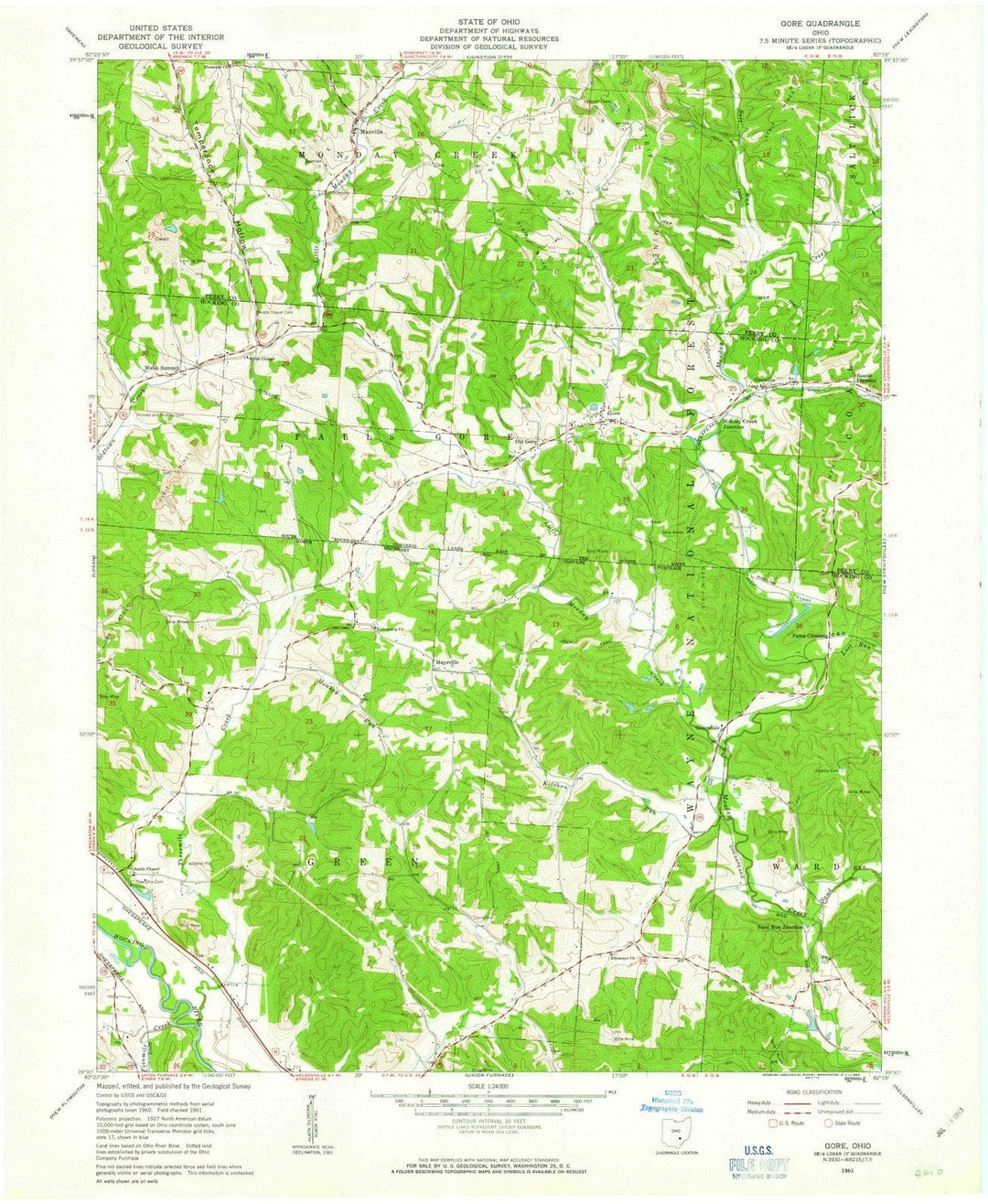 1961 Gore, OH - Ohio - USGS Topographic Map