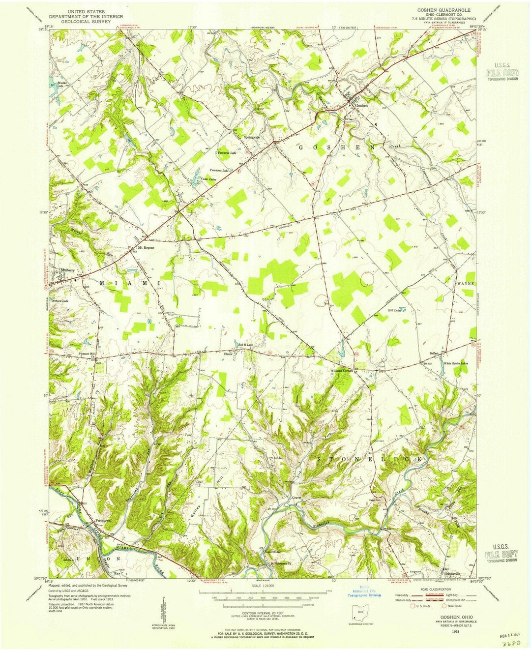 1953 Goshen, OH - Ohio - USGS Topographic Map