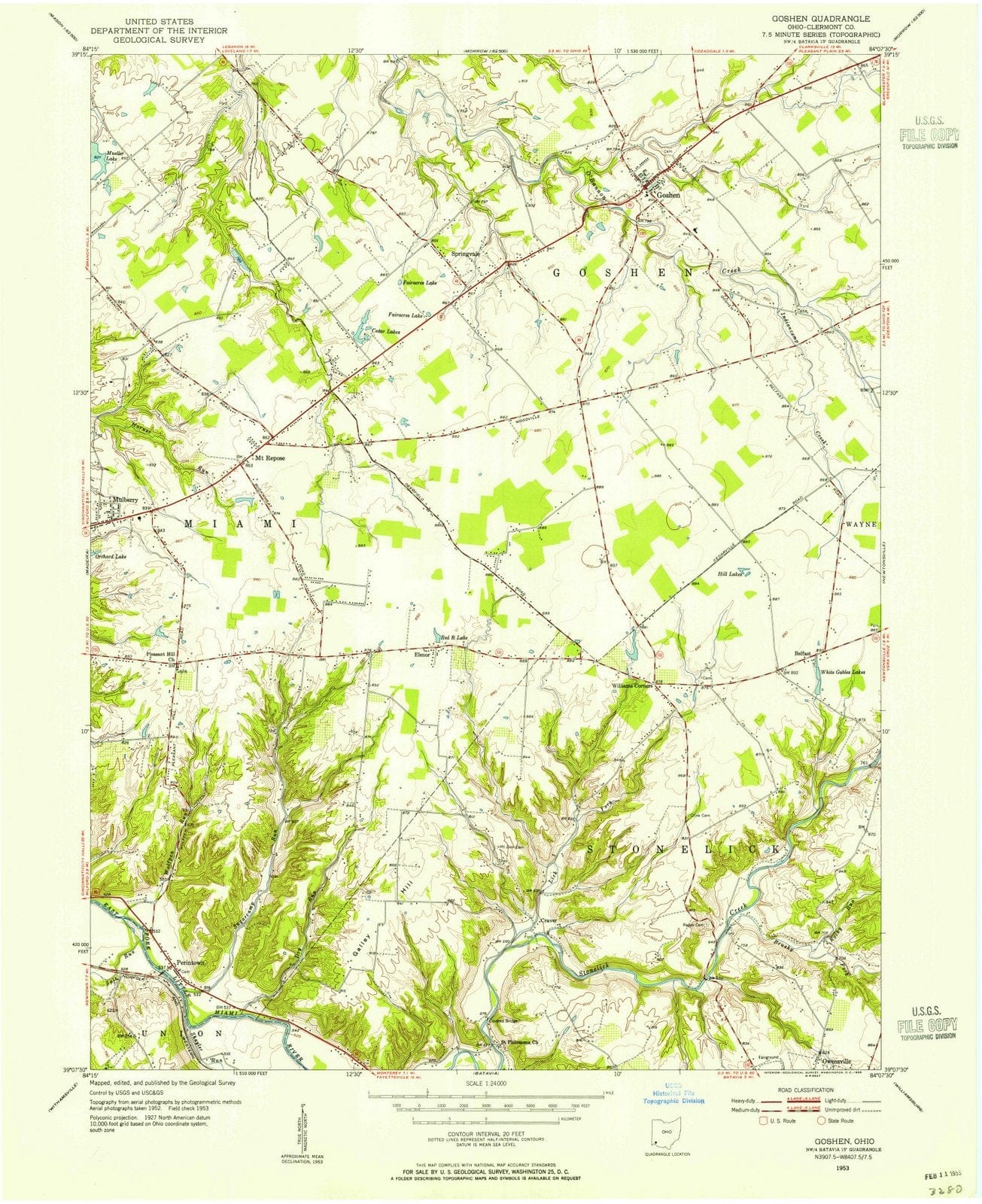 1953 Goshen, OH - Ohio - USGS Topographic Map