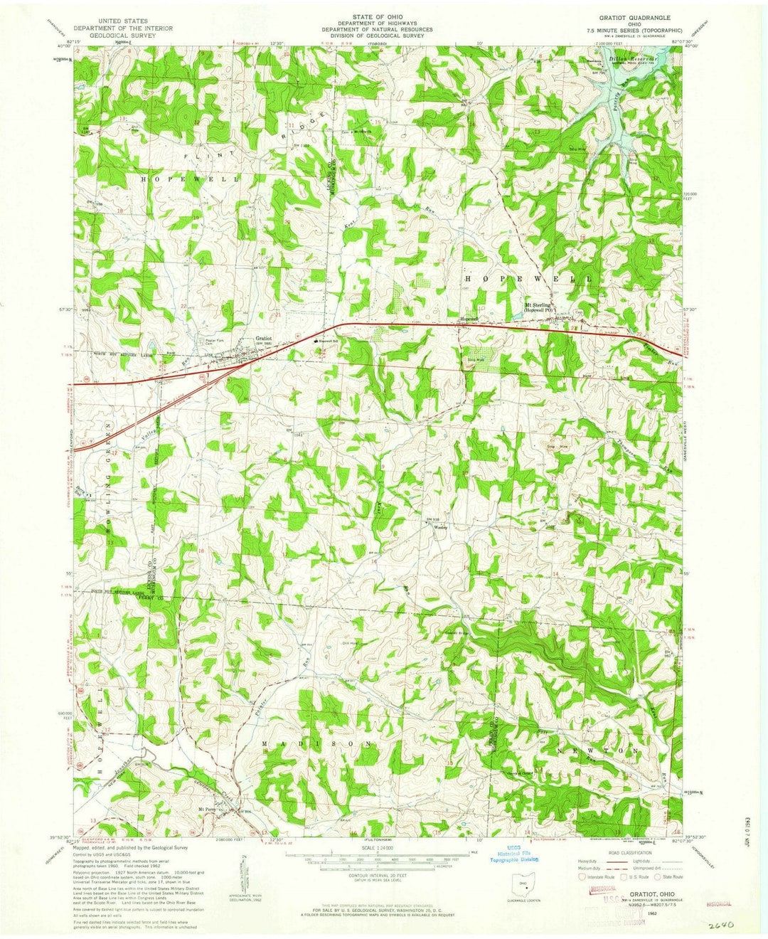 1962 Gratiot, OH - Ohio - USGS Topographic Map