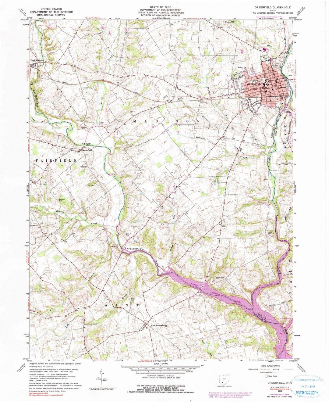 1960 Greenfield, OH - Ohio - USGS Topographic Map