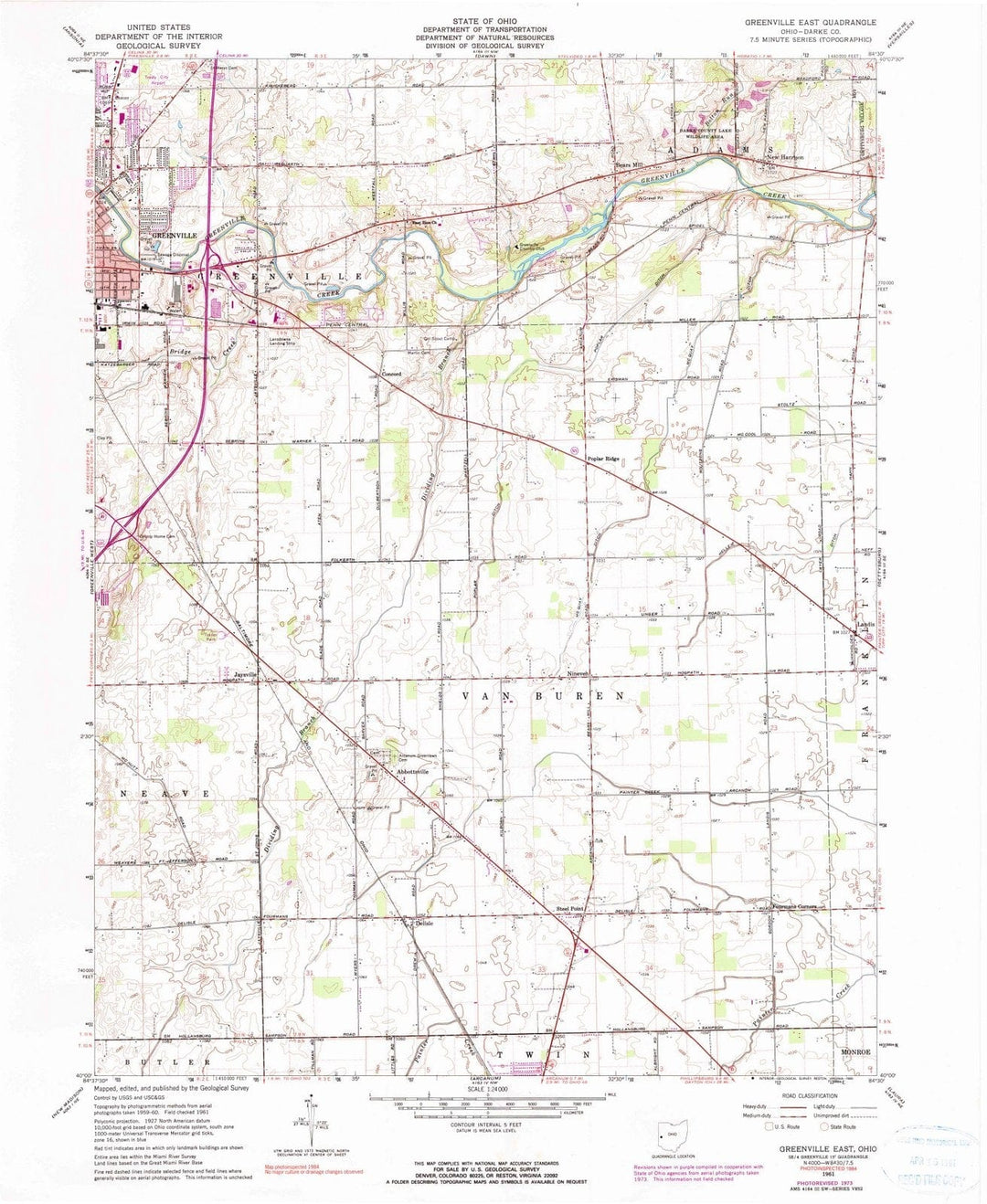 1961 Greenville, OH - Ohio - USGS Topographic Map