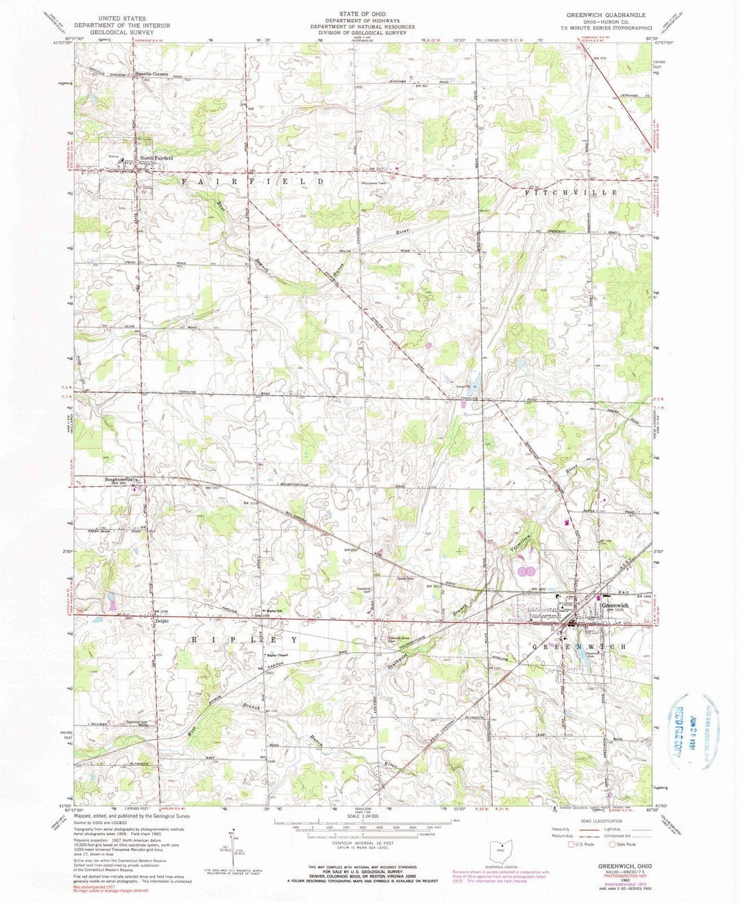 1960 Greenwich, OH - Ohio - USGS Topographic Map