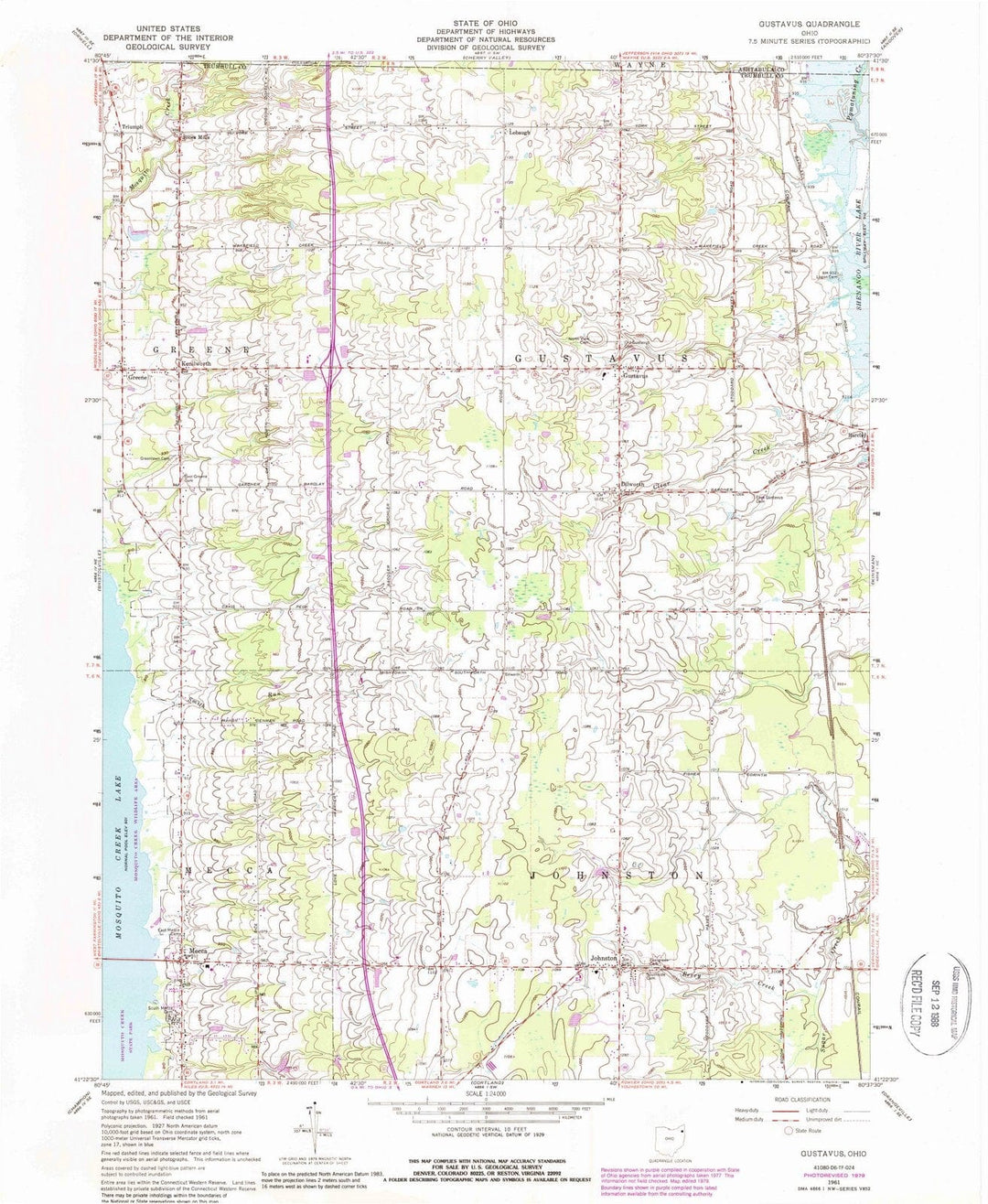 1961 Gustavus, OH - Ohio - USGS Topographic Map