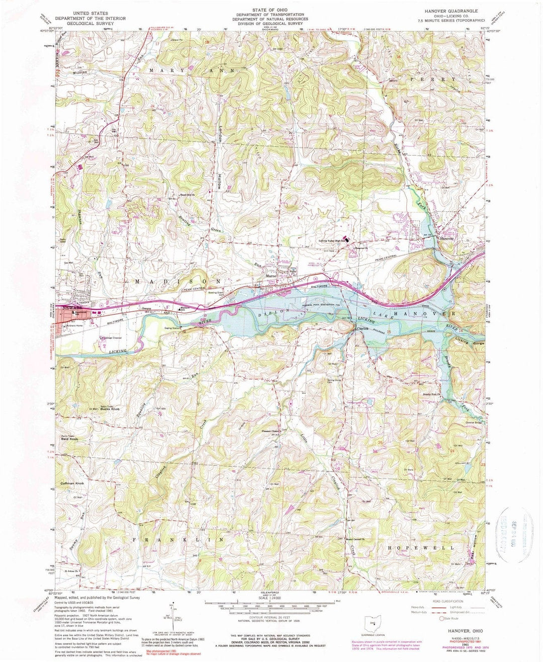1961 Hanover, OH - Ohio - USGS Topographic Map