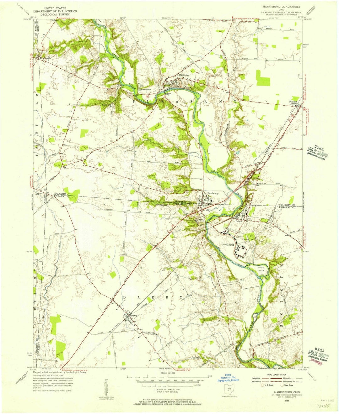 1955 Harrisburg, OH - Ohio - USGS Topographic Map