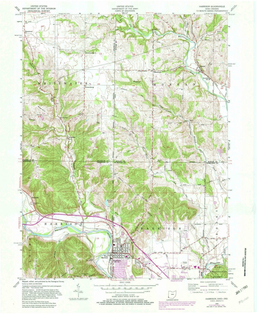 1955 Harrison, OH - Ohio - USGS Topographic Map
