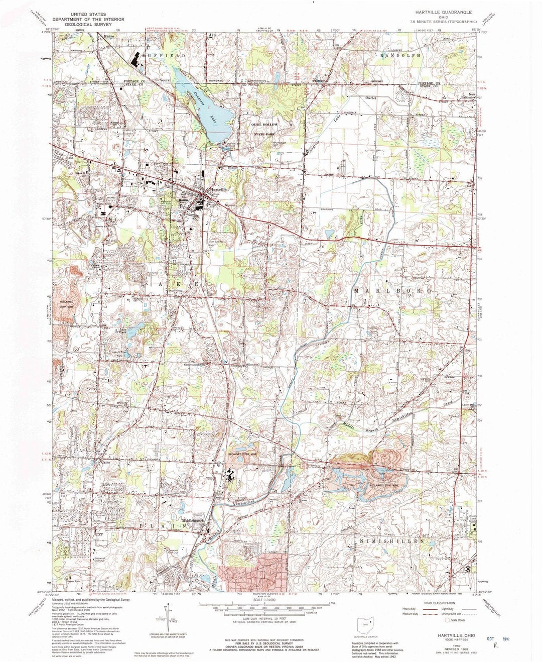 1960 Hartville, OH - Ohio - USGS Topographic Map