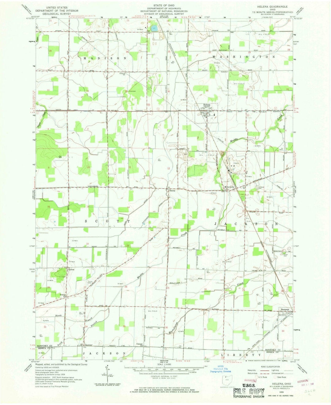 1959 Helena, OH - Ohio - USGS Topographic Map