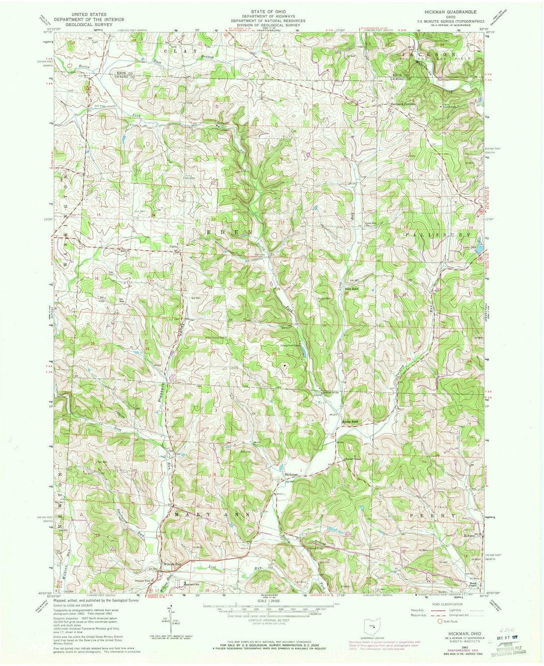 1961 Hickman, OH - Ohio - USGS Topographic Map