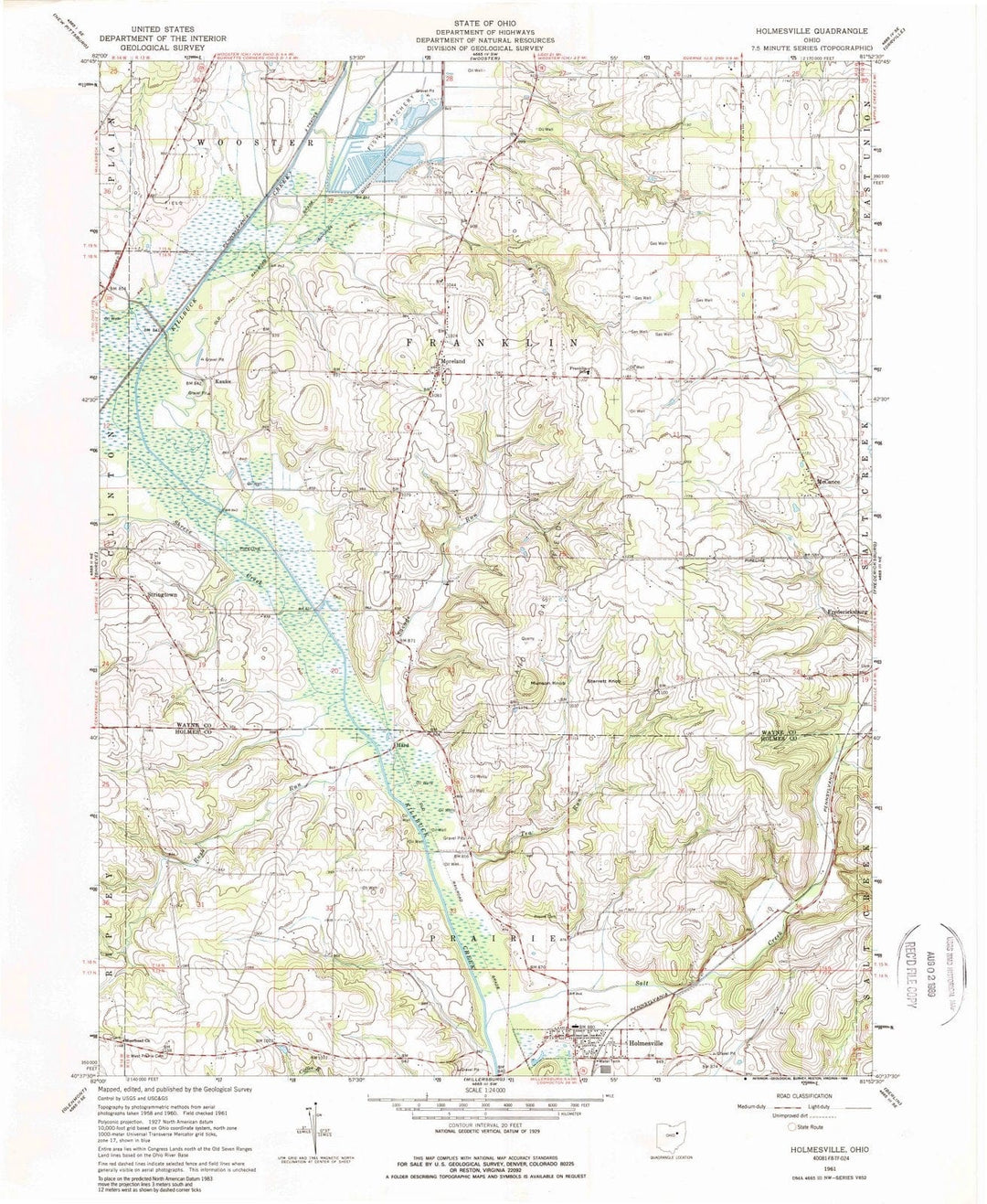 1961 Holmesville, OH - Ohio - USGS Topographic Map