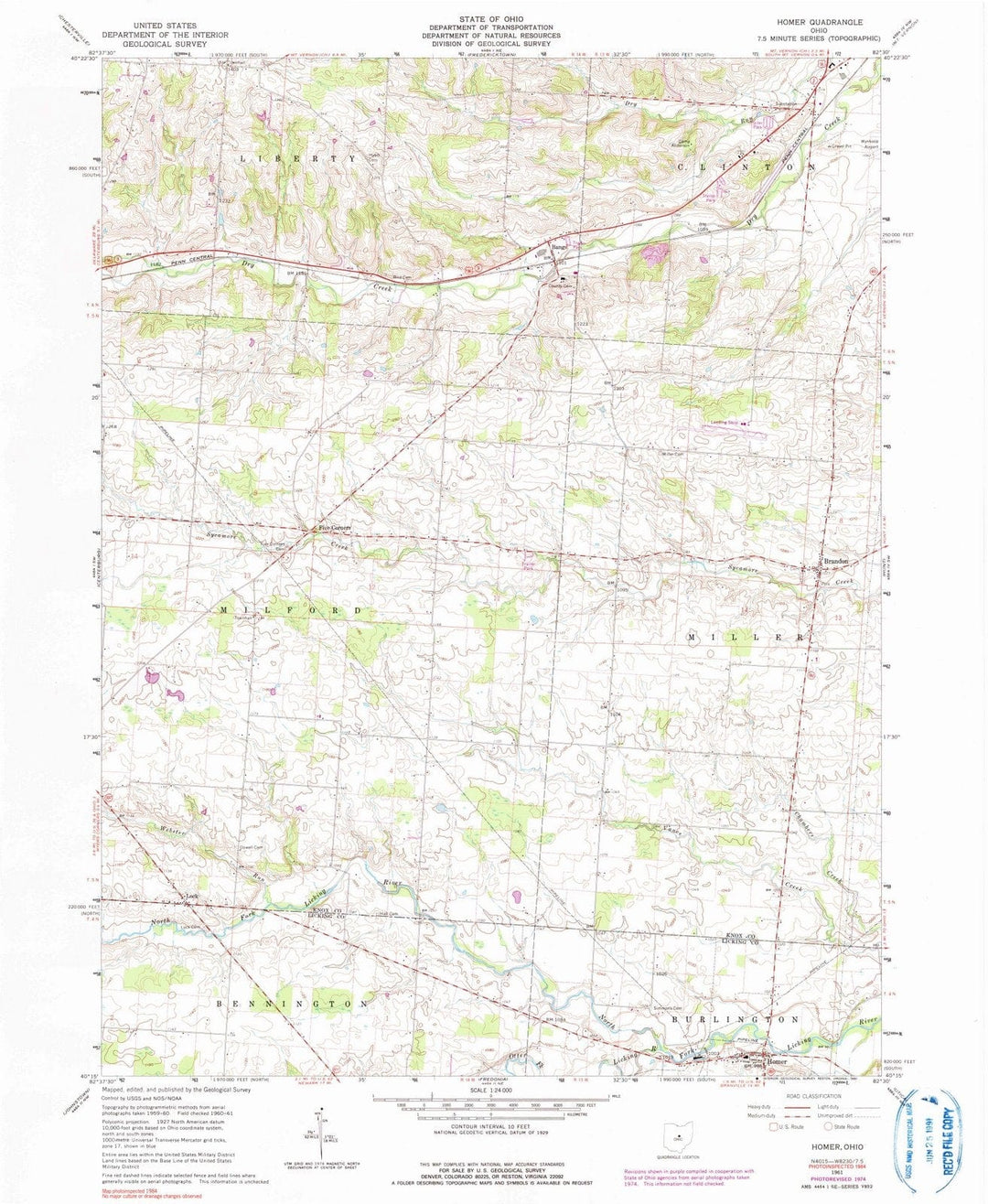 1961 Homer, OH - Ohio - USGS Topographic Map