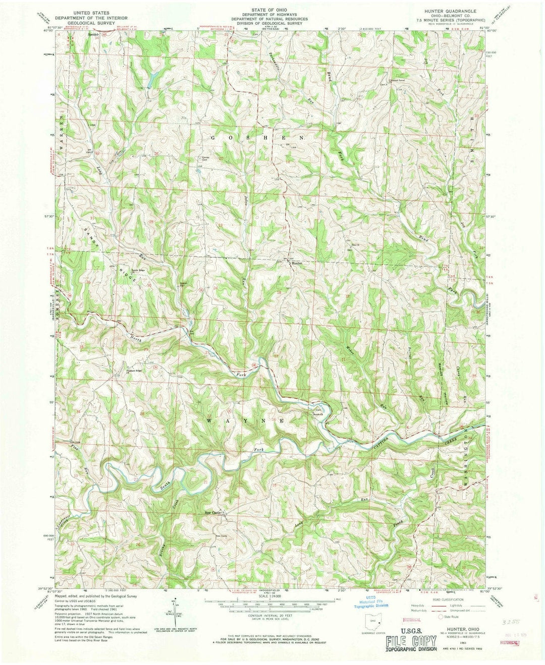 1961 Hunter, OH - Ohio - USGS Topographic Map