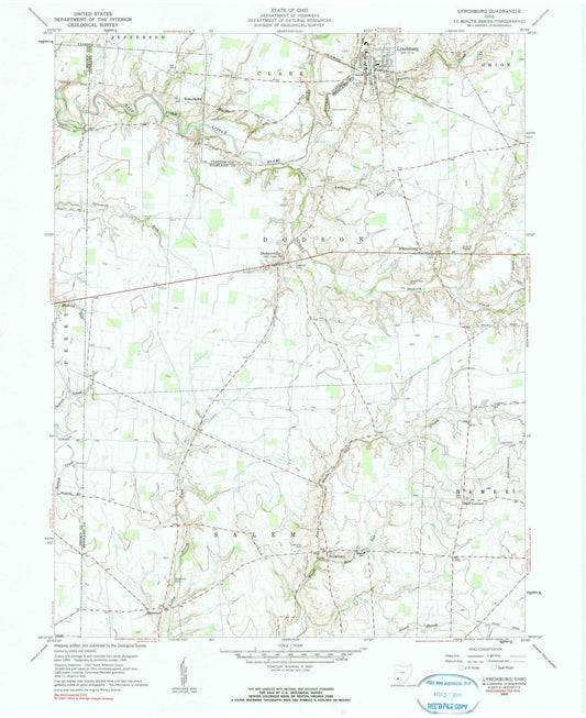 1960 Lynchburg, OH - Ohio - USGS Topographic Map