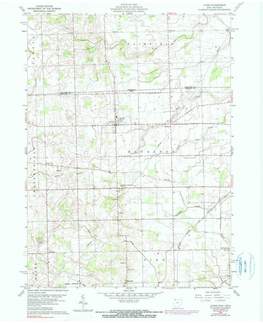 1960 Lyons, OH - Ohio - USGS Topographic Map