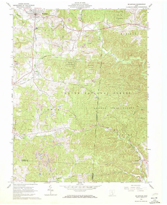 1961 Mc Arthur, OH - Ohio - USGS Topographic Map