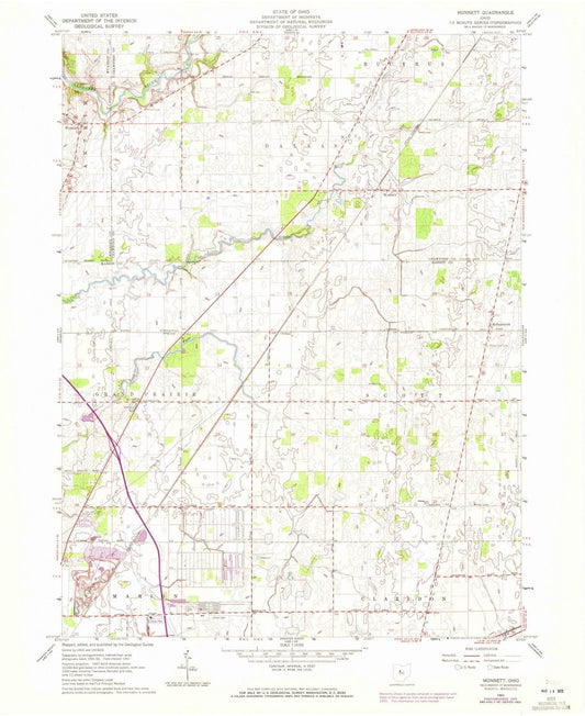1961 Monnett, OH - Ohio - USGS Topographic Map